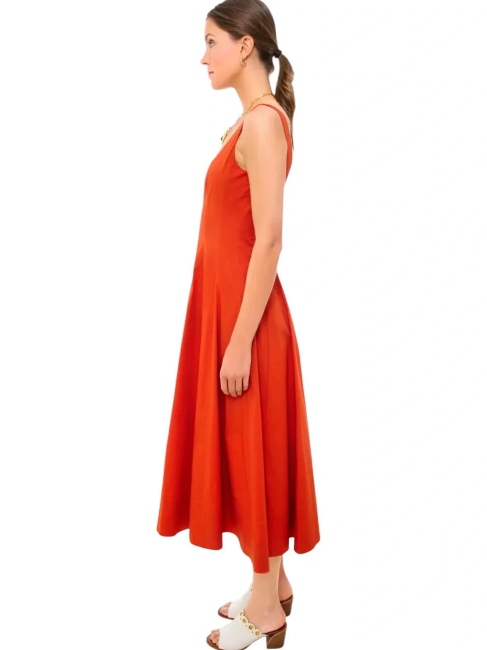 NWT Christian Lacroix Linen Blend Square Neckline Midi Dress Size 6 - Picture 2 of 9